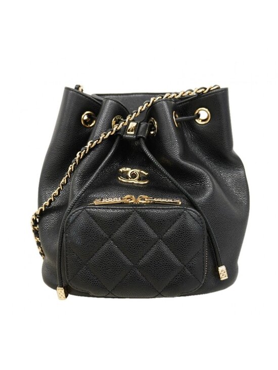 Chanel Handbags - Chanel Shoulder Bag Quilted Caviar Leather Black Champagne Gold